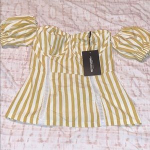 Puff sleeve striped blouse